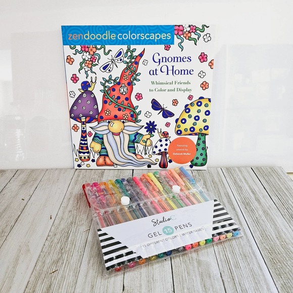 Zendoodle Colorscapes Gnomes at Home & Studio C 15 Colored Gel Pens Set - Picture 11 of 16
